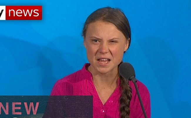 YouTubeのClimate activist Greta Thunberg rebukes world leaders＝Sky News チャンネルより