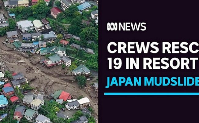 Japanese crews rescue 19 from mudslides west of Tokyo as heavy rainfall persists　　YouTubeチャンネル　ABC 　News（Australia）より